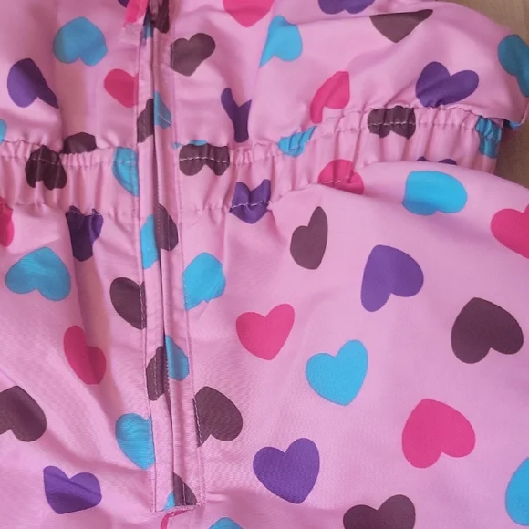 Falls Creek Pink Overalls with Heart Pattern - Picture 3 of 4